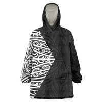 Black New Zealand Puhoro Maori Tattoo Wearable Blanket Hoodie LT14 One Size Black - Polynesian Pride