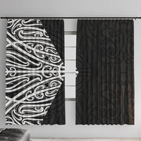Black New Zealand Puhoro Maori Tattoo Window Curtain LT14 With Hooks Black - Polynesian Pride