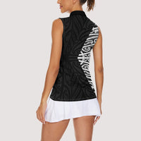 Black New Zealand Puhoro Maori Tattoo Women Sleeveless Polo Shirt LT14 - Polynesian Pride