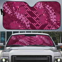 Pink Aloha Hawaii Auto Sun Shade Hawaiian Kakau Ohia Lehua Lei - Polynesian Pride