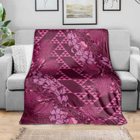 Pink Aloha Hawaii Blanket Hawaiian Kakau Ohia Lehua Lei - Polynesian Pride