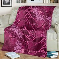 Pink Aloha Hawaii Blanket Hawaiian Kakau Ohia Lehua Lei - Polynesian Pride