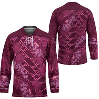 Pink Aloha Hawaii Hockey Jersey Hawaiian Kakau Ohia Lehua Lei LT14 - Polynesian Pride
