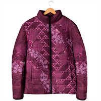 Pink Aloha Hawaii Padded Jacket Hawaiian Kakau Ohia Lehua Lei - Polynesian Pride