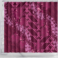 Pink Aloha Hawaii Shower Curtain Hawaiian Kakau Ohia Lehua Lei - Polynesian Pride
