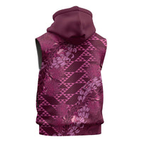 Pink Aloha Hawaii Sleeveless Zip Hoodie Hawaiian Kakau Ohia Lehua Lei LT14 - Polynesian Pride