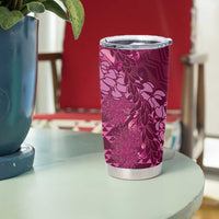 Pink Aloha Hawaii Tumbler Cup Hawaiian Kakau Ohia Lehua Lei - Polynesian Pride