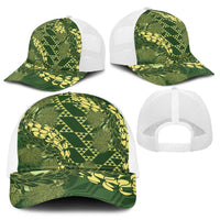 Green Aloha Hawaii Baseball Net Cap Hawaiian Kakau Ohia Lehua Lei - Polynesian Pride