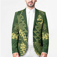Green Aloha Hawaii Blazer Hawaiian Kakau Ohia Lehua Lei - Polynesian Pride