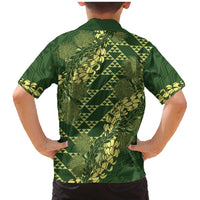 Green Aloha Hawaii Family Matching Mermaid Dress and Hawaiian Shirt Hawaiian Kakau Ohia Lehua Lei - Polynesian Pride