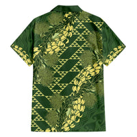 Green Aloha Hawaii Family Matching Puletasi and Hawaiian Shirt Hawaiian Kakau Ohia Lehua Lei - Polynesian Pride