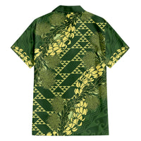 Green Aloha Hawaii Family Matching Short Sleeve Bodycon Dress and Hawaiian Shirt Hawaiian Kakau Ohia Lehua Lei - Polynesian Pride