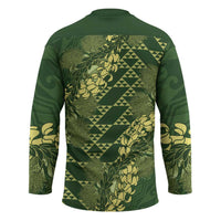 Green Aloha Hawaii Hockey Jersey Hawaiian Kakau Ohia Lehua Lei LT14 - Polynesian Pride