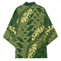 Green Aloha Hawaii Kimono Hawaiian Kakau Ohia Lehua Lei - Polynesian Pride