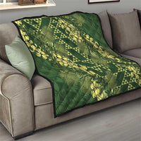 Green Aloha Hawaii Quilt Hawaiian Kakau Ohia Lehua Lei - Polynesian Pride