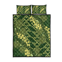 Green Aloha Hawaii Quilt Bed Set Hawaiian Kakau Ohia Lehua Lei - Polynesian Pride