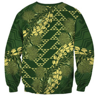 Green Aloha Hawaii Sweatshirt Hawaiian Kakau Ohia Lehua Lei - Polynesian Pride