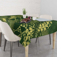 Green Aloha Hawaii Tablecloth Hawaiian Kakau Ohia Lehua Lei - Polynesian Pride