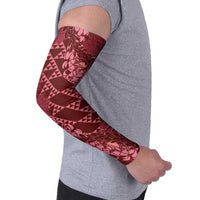 Maroon Aloha Hawaii Arm Sleeves Hawaiian Kakau Ohia Lehua Lei - Polynesian Pride