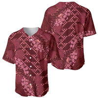 Maroon Aloha Hawaii Baseball Jersey Hawaiian Kakau Ohia Lehua Lei - Polynesian Pride