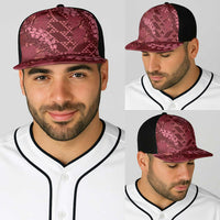 Maroon Aloha Hawaii Baseball Net Cap Hawaiian Kakau Ohia Lehua Lei - Polynesian Pride