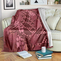Maroon Aloha Hawaii Blanket Hawaiian Kakau Ohia Lehua Lei - Polynesian Pride