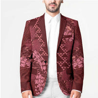 Maroon Aloha Hawaii Blazer Hawaiian Kakau Ohia Lehua Lei - Polynesian Pride