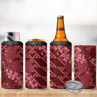 Maroon Aloha Hawaii 4 in 1 Can Cooler Tumbler Hawaiian Kakau Ohia Lehua Lei LT14 - Polynesian Pride