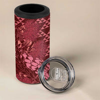 Maroon Aloha Hawaii 4 in 1 Can Cooler Tumbler Hawaiian Kakau Ohia Lehua Lei LT14 - Polynesian Pride