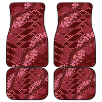 Maroon Aloha Hawaii Car Mats Hawaiian Kakau Ohia Lehua Lei - Polynesian Pride