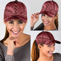 Maroon Aloha Hawaii Classic Cap Hawaiian Kakau Ohia Lehua Lei - Polynesian Pride