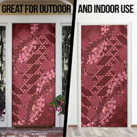 Maroon Aloha Hawaii Door Cover Hawaiian Kakau Ohia Lehua Lei - Polynesian Pride