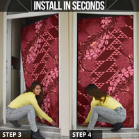 Maroon Aloha Hawaii Door Cover Hawaiian Kakau Ohia Lehua Lei - Polynesian Pride