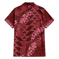 Maroon Aloha Hawaii Family Matching Off Shoulder Short Dress and Hawaiian Shirt Hawaiian Kakau Ohia Lehua Lei - Polynesian Pride