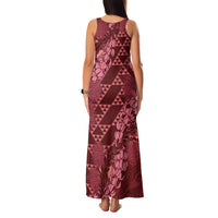 Maroon Aloha Hawaii Family Matching Tank Maxi Dress and Hawaiian Shirt Hawaiian Kakau Ohia Lehua Lei - Polynesian Pride