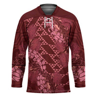 Maroon Aloha Hawaii Hockey Jersey Hawaiian Kakau Ohia Lehua Lei LT14 Unisex Maroon - Polynesian Pride