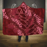 Maroon Aloha Hawaii Hooded Blanket Hawaiian Kakau Ohia Lehua Lei - Polynesian Pride