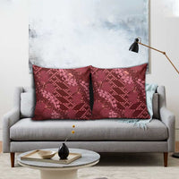 Maroon Aloha Hawaii Pillow Cover Hawaiian Kakau Ohia Lehua Lei - Polynesian Pride