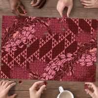 Maroon Aloha Hawaii Puzzle Hawaiian Kakau Ohia Lehua Lei - Polynesian Pride