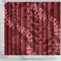 Maroon Aloha Hawaii Shower Curtain Hawaiian Kakau Ohia Lehua Lei - Polynesian Pride
