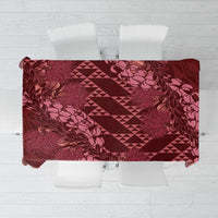Maroon Aloha Hawaii Tablecloth Hawaiian Kakau Ohia Lehua Lei - Polynesian Pride