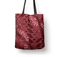Maroon Aloha Hawaii Tote Bag Hawaiian Kakau Ohia Lehua Lei - Polynesian Pride