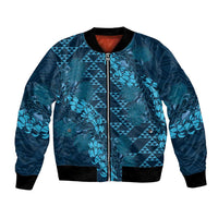 Naval Night Aloha Hawaii Bomber Jacket Hawaiian Kakau Ohia Lehua Lei - Polynesian Pride