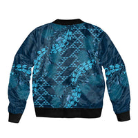 Naval Night Aloha Hawaii Bomber Jacket Hawaiian Kakau Ohia Lehua Lei - Polynesian Pride