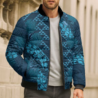 Naval Night Aloha Hawaii Bomber Puffer Jacket Hawaiian Kakau Ohia Lehua Lei - Polynesian Pride