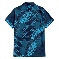 Naval Night Aloha Hawaii Family Matching Long Sleeve Bodycon Dress and Hawaiian Shirt Hawaiian Kakau Ohia Lehua Lei - Polynesian Pride