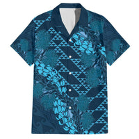 Naval Night Aloha Hawaii Family Matching Short Sleeve Bodycon Dress and Hawaiian Shirt Hawaiian Kakau Ohia Lehua Lei - Polynesian Pride
