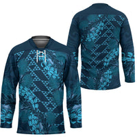 Naval Night Aloha Hawaii Hockey Jersey Hawaiian Kakau Ohia Lehua Lei LT14 - Polynesian Pride