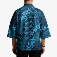 Naval Night Aloha Hawaii Kimono Hawaiian Kakau Ohia Lehua Lei - Polynesian Pride