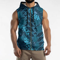 Naval Night Aloha Hawaii Sleeveless Zip Hoodie Hawaiian Kakau Ohia Lehua Lei LT14 - Polynesian Pride